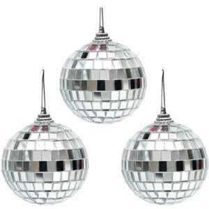 Mirrored Disco Ball Ornament, Retro Party & Dorm Decor 3 Piece Set NEW